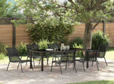 Garden Dining Set 7 pcs Black Powder-Coated Steel 3379139