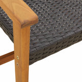 Garden Bench Black 112 cm Poly Rattan and Acacia Wood 367598