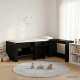 Kids'High Bed Frame with Desk 2 pcs Black Oak Engineered Wood 3423479