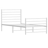 Metal Bed Frame without Mattress with Footboard White 100x190cm 352380