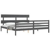 Bed Frame without Mattress Grey 200x200 cm Solid Wood 3195113