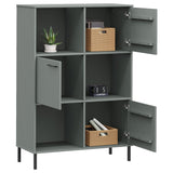 Bookcase with Metal Legs Grey 90x35x128.5 cm Solid Wood OSLO 351013