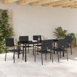 Garden Dining Set with Cushion 7 pcs Black Poly Rattan 3379707