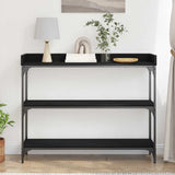 Console Table with Shelf Black oak 100 x 30 x 80 cm 863569