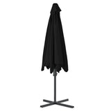 Garden Parasol Black Polyester, Powder-Coated Steel Large 312520