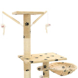 Cat Tree with Sisal Scratching Posts 230-250 cm Paw Prints Beige 170620