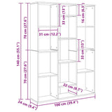 Room Divider Black Oak 100 x 24 x 140 cm Engineered Wood 875012