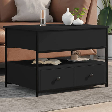 ZNTS Coffee Table Black 70x50x50 cm Engineered Wood and Metal 845381