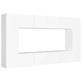 8 Piece TV Cabinet Set White Engineered Wood 3078669