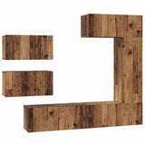 TV Cabinet Set Wall-mounted 6 pcs Old Wood Engineered Wood 3393246