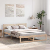 Bed Frame with Headboard Natural 140 x 200 cm Solid Pine Wood 873271