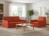 Sofa Set 2 pcs Red Orange Corduroy Fabric 3433247