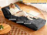 Modular Bean Bag Lounge Sofa with Ottoman,Plush Corduroy Fabric, Ergonomic Body Support, Removable T5592P545598