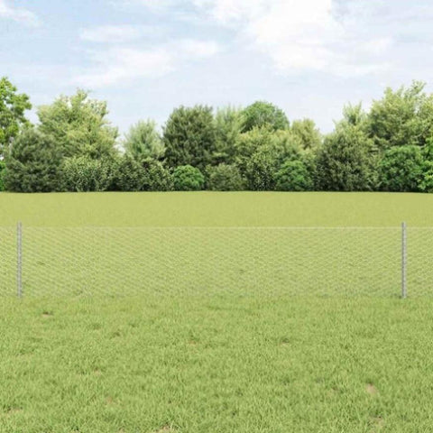 Fence with Posts Silver 0.4 x 25 m Steel 3336983