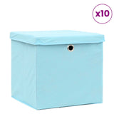 Storage Boxes with Lids 10 pcs Baby Blue 32x32x32 cm Fabric 288376
