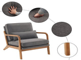 Oak Armrest Oak Upholstered Single Lounge Chair Indoor Lounge Chair Dark Grey 81136898