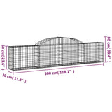 Arched Gabion Baskets 17 pcs 300x30x60/80 cm Galvanised Iron 3146498