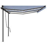 Manual Retractable Awning with LED 6x3 m Blue and White 3070201