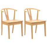 Dining Chair 2 pcs Natural Solid Rubber Wood 42020405