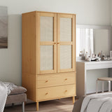 Wardrobe SENJA Rattan Look Brown 90x55x175 cm Solid Wood Pine 358034