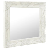 ZNTS Wall Mirror Baroque Style 60x60 cm White 320332