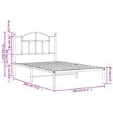Metal Bed Frame without Mattress with Headboard Black 100x190cm 353433
