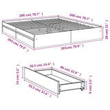 Bed Frame with Drawers without Mattress Concrete Grey 200x200 cm 3280632
