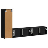 TV Cabinet Set Wall-mounted 3 pcs Black Engineered Wood 3408989