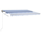 ZNTS Manual Retractable Awning with LED 400x350 cm Blue and White 3069821