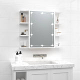 Mirror Cabinet with LED High Gloss White 70x16.5x60 cm 808879