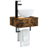 Wall-Mounted Wash Basin Smoked Oak 40 x 35 x 39 cm 890173