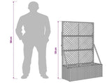 Garden Planter with Trellis Grey 70 x 30 x 135 cm Poly Rattan 42026883