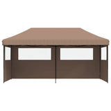 ZNTS Foldable Party Tent Pop-Up with 3 Sidewalls Brown 4004948