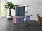 2-Tier Laundry Drying Rack with Wheels Silver 60x70x106 cm 344377