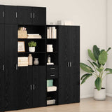 Bookcase with Drawer Black Oak 30 x 42.4 x 185.2 cm 868741