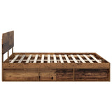 Bed Frame with Headboard Old Wood 200 x 200 cm Solid Pine Wood 3412040
