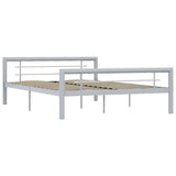 Bed Frame without Mattress Grey and White Metal 140x200 cm 284559