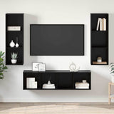 TV Cabinet Set Wall-mounted 3 pcs Black Oak Engineered Wood 3393130