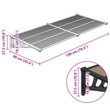 Door Canopy Black 199x90 cm Polycarbonate 153699