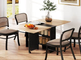 Folding Dining Table, Drop Leaf Table with 2-Tier Shelves, Rolling Casters, for Small Spaces, T3398P329922