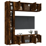 7 Piece TV Cabinet Set Smoked Oak Engineered Wood 3188651