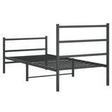 Metal Bed Frame without Mattress with Footboard Black 90x190cm 355375