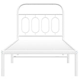 Metal Bed Frame without Mattress with Headboard White 80x200cm 377157