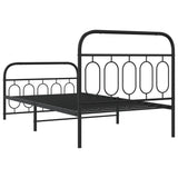 Metal Bed Frame without Mattress with Footboard Black 107x203cm 377131