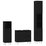 ZNTS 3 Piece Bathroom Furniture Set Black Engineered Wood 3190222