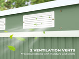 7 x 4ft Galvanised Steel Garden Shed, with Foundation Kit - Green T3398P377641