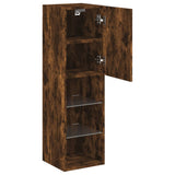 TV Cabinet with LED Lights Smoked Oak 30.5x30x102 cm 837023