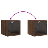 Bedside Cabinets with Glass Doors 2 pcs Brown Oak 35x37x35 cm 836475