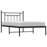 Bed Frame Black Steel Single Bed Frame Rectangular Industrial 353532