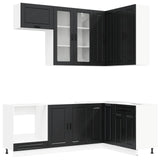 Kitchen Unit PORTO 8 pcs Black Engineered Wood 3438498